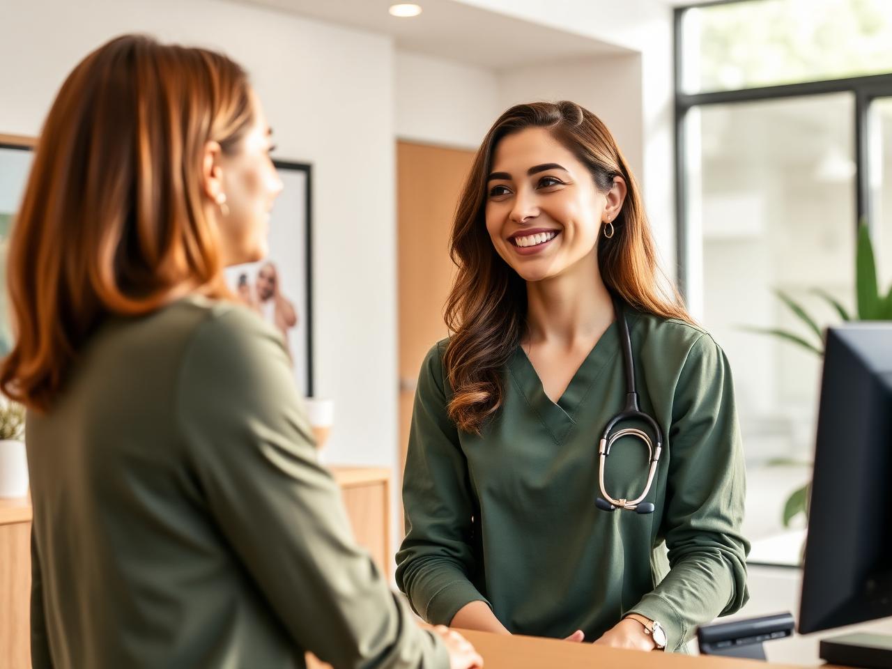 A friendly staff member welcoming a patient at our front desk